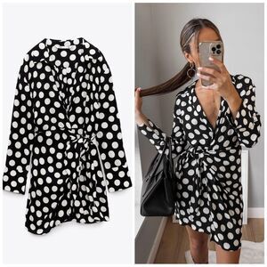 Zara Polka Dot Dress Pareo Wrap Viscose New
